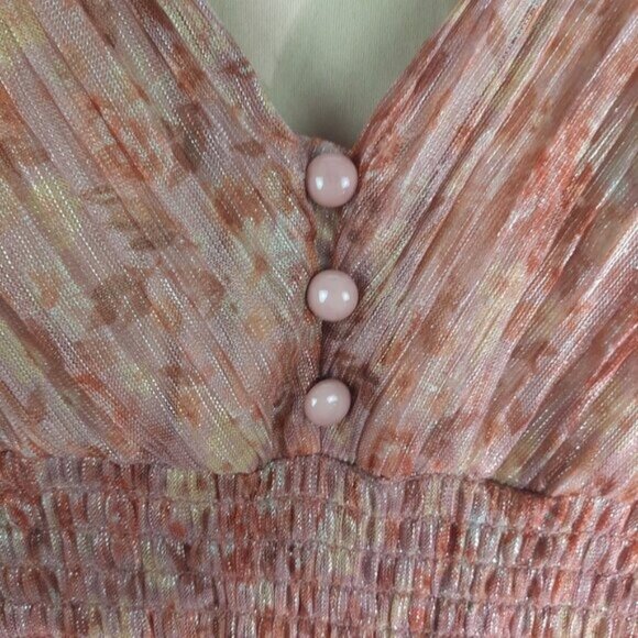 Haute Nites Metallic Orange Brown Sheer Maxi Dress - Picture 14 of 14